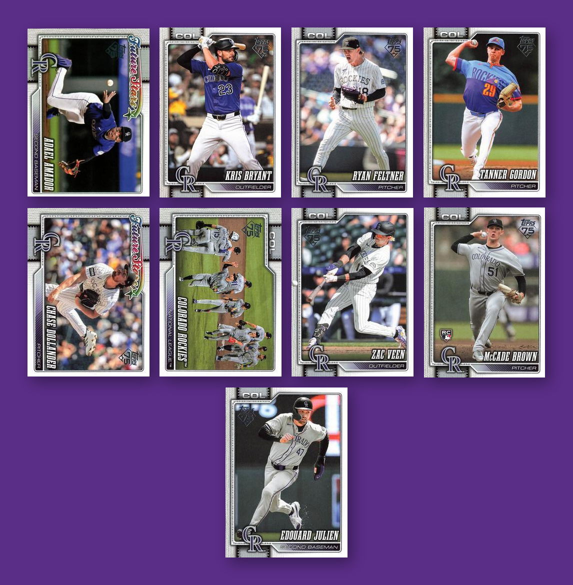 2026 Topps Series 1 & 2 Baseball Team Set 20 Cards Colorado Rockies Bryant Tovar