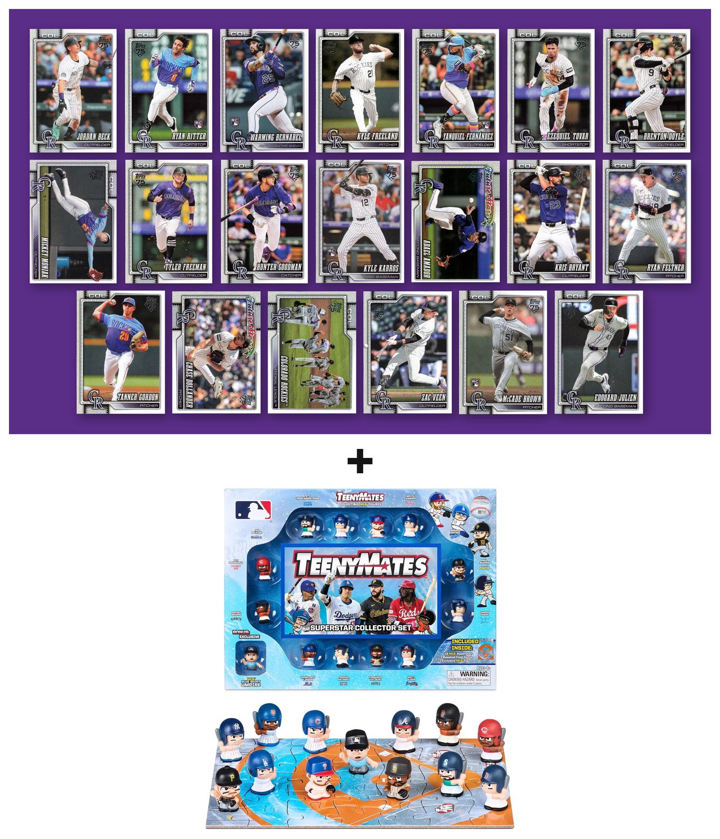 MLB TeenyMates Figures Gift Set + 2026 Topps Series 1 & 2 Team Set of Your Choice Judge Ohtani Skenes