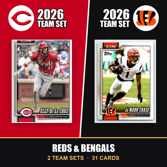 2026 Topps Cincinnati Reds & Bengals Team Set Combo - Baseball + Football 2-Sport Bundle - Elly De La Cruz & Joe Burrow