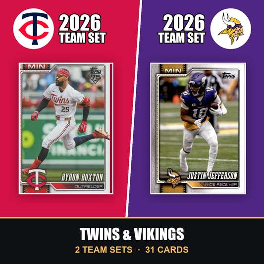 2026 Topps Minnesota Twins & Vikings Team Set Combo - Baseball + Football 2-Sport Bundle - Byron Buxton & Justin Jefferson
