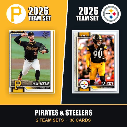 2026 Topps Pittsburgh Pirates & Steelers Team Set Combo - Baseball + Football 2-Sport Bundle - Paul Skenes & T.J. Watt