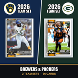 2026 Topps Milwaukee Brewers & Green Bay Packers Team Set Combo - Baseball + Football 2-Sport Bundle - Jackson Chourio & Jordan Love