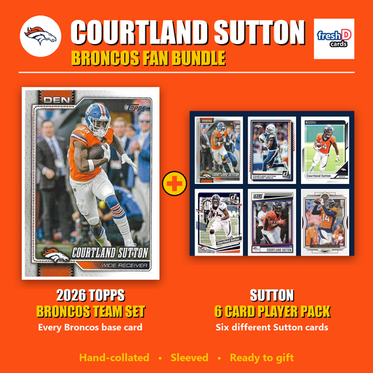 Courtland Sutton Denver Broncos Football Fan Bundle - 2026 Topps Team Set + 6 Card Player Pack