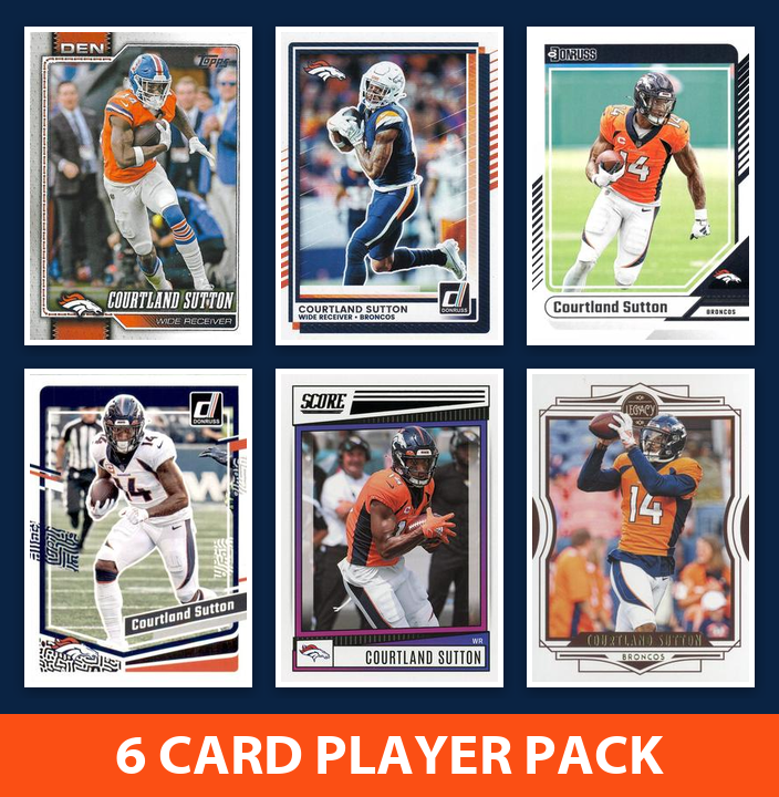 Courtland Sutton 6 Card Football Player Pack 2026 2025 2024 Topps Donruss Score Denver Broncos