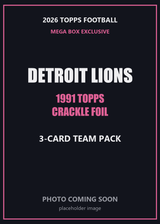 2026 Topps Football Detroit Lions 1991 Topps Mega Box Crackle Foil Insert Pack - 3 Cards