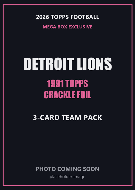 2026 Topps Football Detroit Lions 1991 Topps Mega Box Crackle Foil Insert Pack - 3 Cards