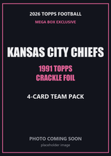 2026 Topps Football Kansas City Chiefs 1991 Topps Mega Box Crackle Foil Insert Pack - 4 Cards
