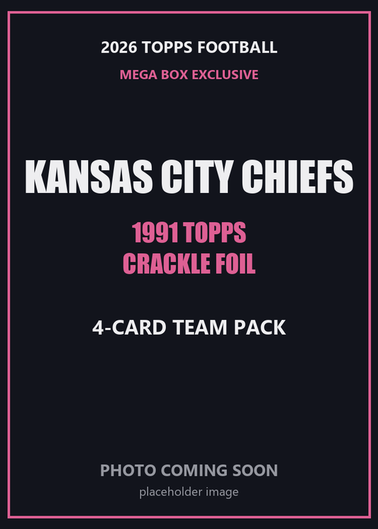 2026 Topps Football Kansas City Chiefs 1991 Topps Mega Box Crackle Foil Insert Pack - 4 Cards