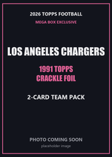 2026 Topps Football Los Angeles Chargers 1991 Topps Mega Box Crackle Foil Insert Pack - 2 Cards