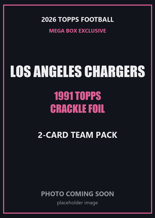 2026 Topps Football Los Angeles Chargers 1991 Topps Mega Box Crackle Foil Insert Pack - 2 Cards