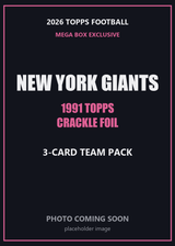 2026 Topps Football New York Giants 1991 Topps Mega Box Crackle Foil Insert Pack - 3 Cards