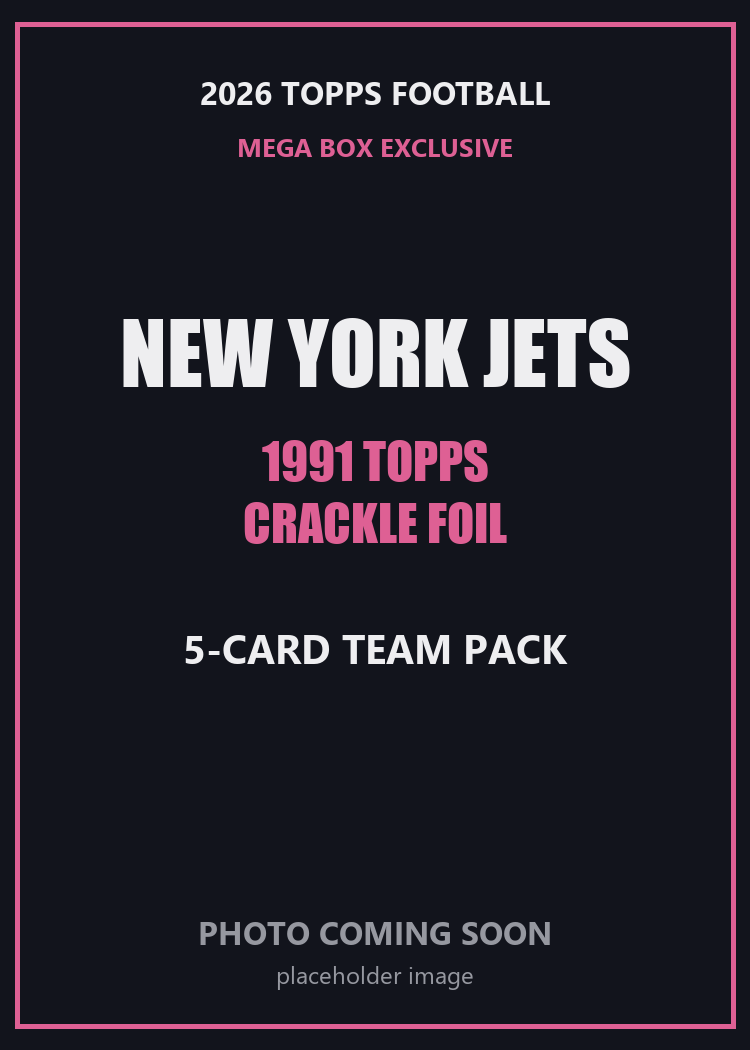 2026 Topps Football New York Jets 1991 Topps Mega Box Crackle Foil Insert Pack - 5 Cards