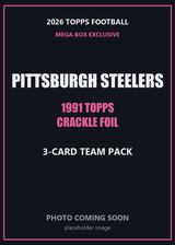 2026 Topps Football Pittsburgh Steelers 1991 Topps Mega Box Crackle Foil Insert Pack - 3 Cards