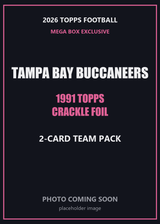 2026 Topps Football Tampa Bay Buccaneers 1991 Topps Mega Box Crackle Foil Insert Pack - 2 Cards