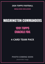 2026 Topps Football Washington Commanders 1991 Topps Mega Box Crackle Foil Insert Pack - 4 Cards