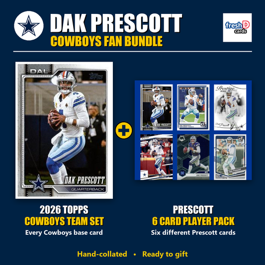 Dak Prescott Dallas Cowboys Football Fan Bundle - 2026 Topps Team Set + 6 Card Player Pack