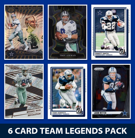 Dallas Cowboys 6 Card Legends Pack Donruss Topps Panini Emmitt Smith Staubach