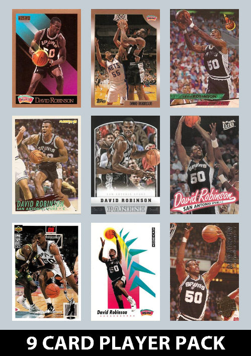 David Robinson 9 Card Player Pack 2023-24 Hoops Panini San Antonio Spurs plaque