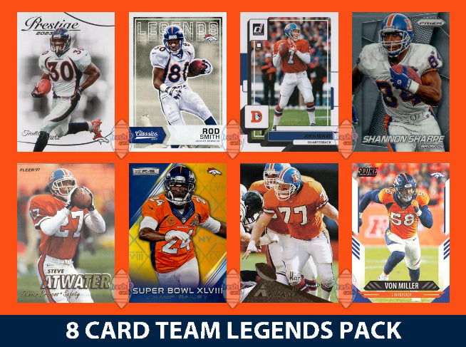 Denver Broncos 8 Card Legends Pack Donruss Topps Panini John Elway plaque