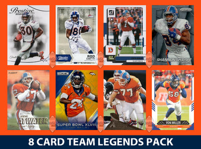 Denver Broncos 8 Card Legends Pack Donruss Topps Panini John Elway plaque