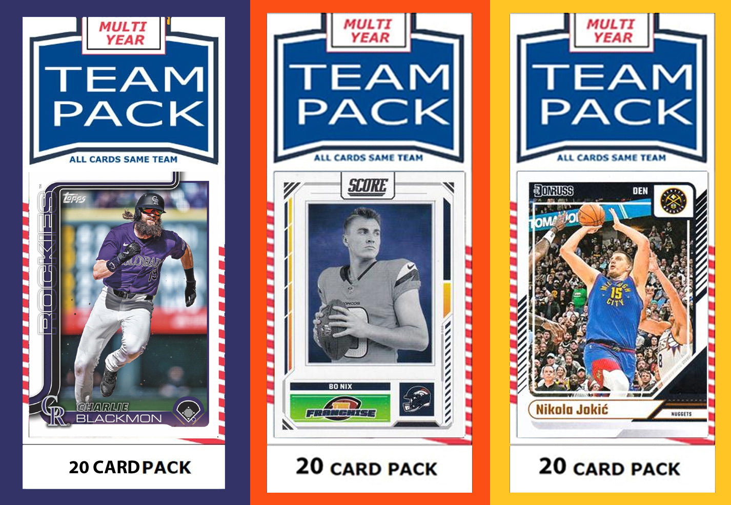 Denver City Team Pack Rockies Broncos Nuggets 2024 2026 2025 Bo Nix Blackmon Jokic plaque