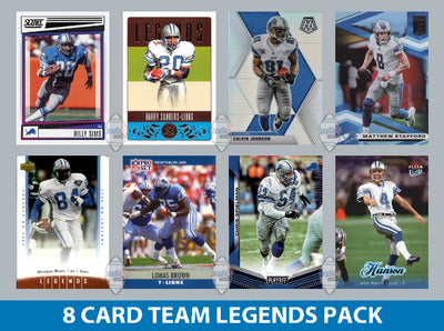 Detroit Lions 8 Card Legends Pack Donruss Topps Panini Barry Sanders Stafford plaque