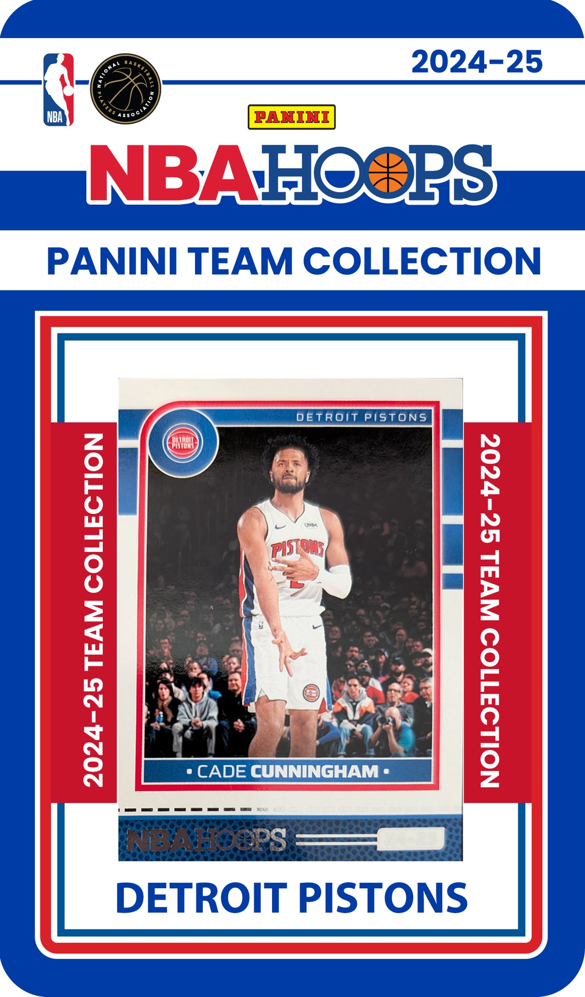 Detroit Pistons Multiyear Pack 20 Cards Isiah Thomas + 2024-25 HOOPS Team Set Cunningham plaque