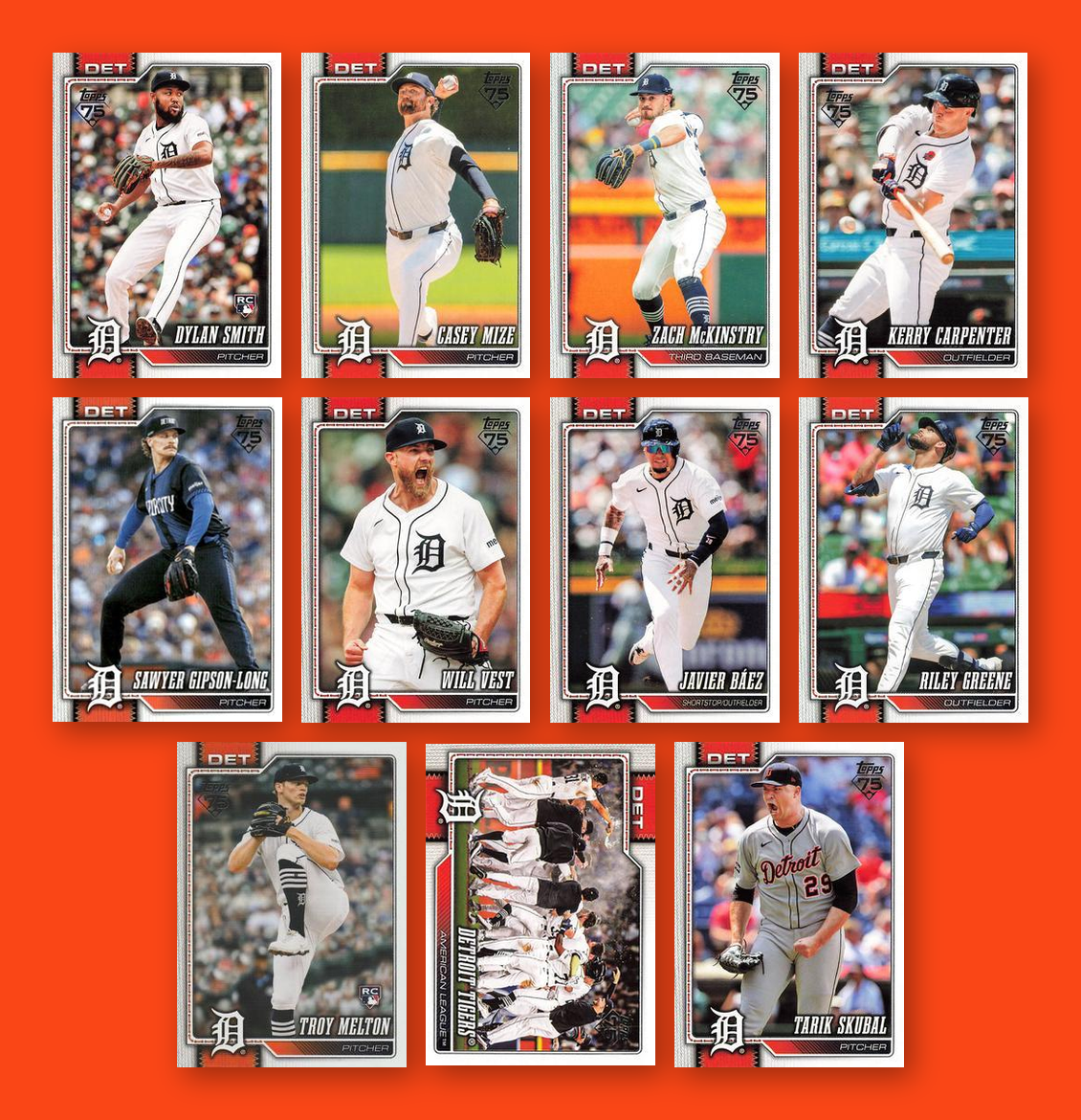 2026 Topps Series 1 & 2 Baseball Team Set 25 Cards Detroit Tigers Skubal Greene