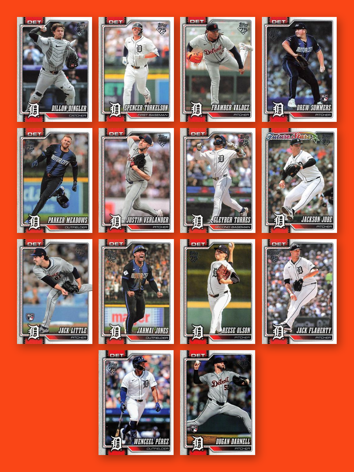 2026 Topps Series 1 & 2 Baseball Team Set 25 Cards Detroit Tigers Skubal Greene