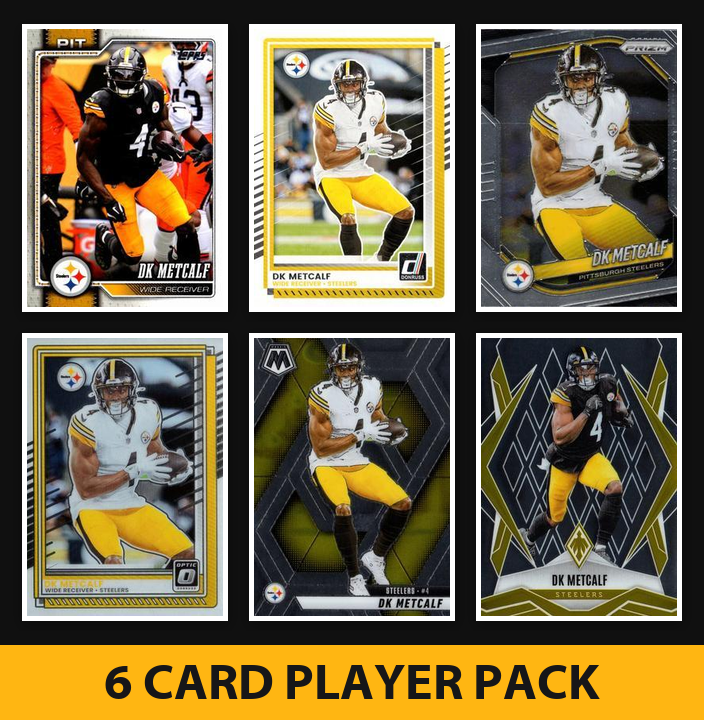 DK Metcalf 6 Card Football Player Pack 2026 2025 Topps Donruss Prizm Pittsburgh Steelers