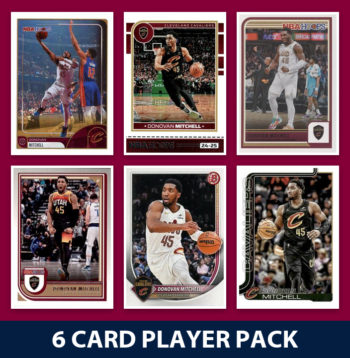 Donovan Mitchell 6 Card Player Pack 2025 2024 2023 Hoops Bowman Topps Cleveland Cavaliers