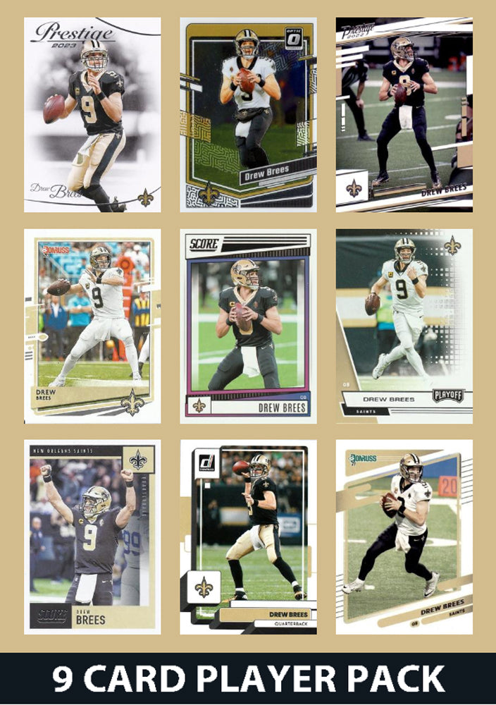 Drew Brees 9 Card Legend Pack Donruss 2023 2024 2025 Topps Panini Score New Orleans Saints plaque