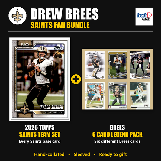 Drew Brees New Orleans Saints Football Fan Bundle - 2026 Topps Team Set + 6 Card Legend Pack