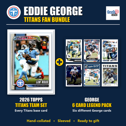 Eddie George Tennessee Titans Football Fan Bundle - 2026 Topps Team Set + 6 Card Legend Pack