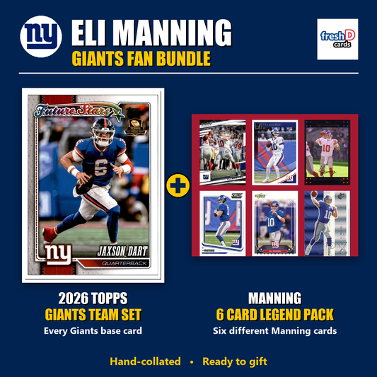 Eli Manning New York Giants Football Fan Bundle - 2026 Topps Team Set + 6 Card Legend Pack
