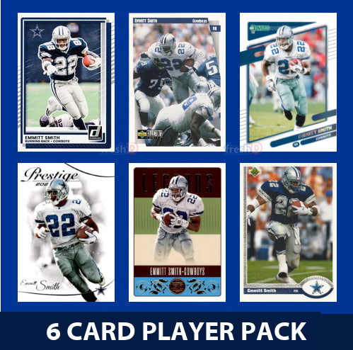 Emmitt Smith 6 Card Player Pack 2024 2025 NFL Topps Donruss Panini Score Cowboys