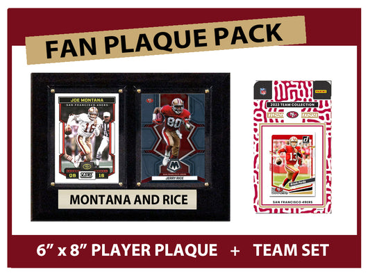 2023 San Francisco 49ers Fan Plaque Pack Montana Rice + 2023 Donruss Team Set