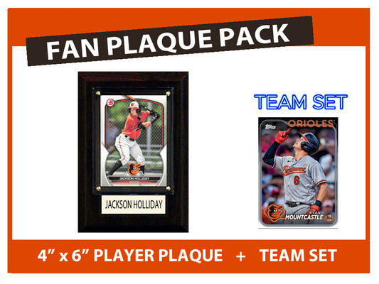 Baltimore Orioles Fan Plaque Pack Jackson Holliday + 2024 Topps Team Set