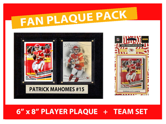 2023 Kansas City Chiefs Fan Plaque Pack Patrick Mahomes + 2023 Donruss Team Set