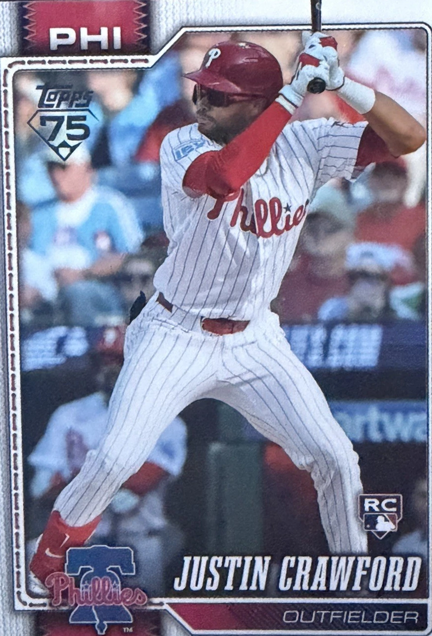 2026 Topps #700 Justin Crawford Rookie Card Philadelphia Phillies - Factory Set Short Print SP
