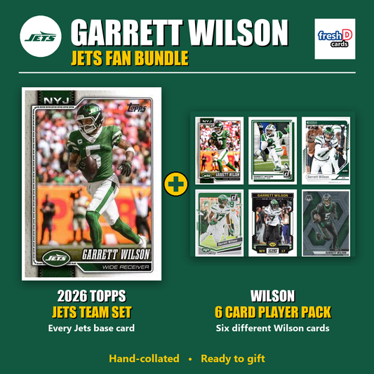 Garrett Wilson New York Jets Football Fan Bundle - 2026 Topps Team Set + 6 Card Player Pack