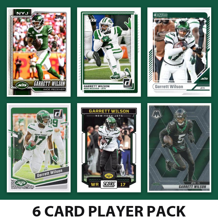 Garrett Wilson 6 Card Football Player Pack 2026 2025 2024 Topps Donruss Score New York Jets