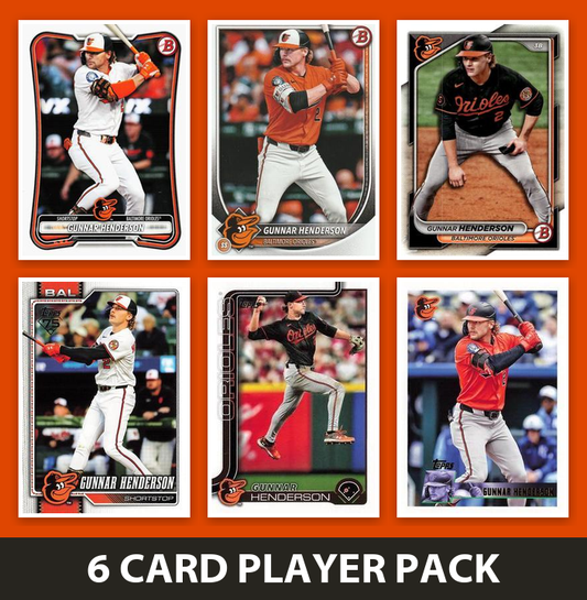 Gunnar Henderson 6 Card Player Pack 2026 2025 2024 Bowman Topps Baltimore Orioles