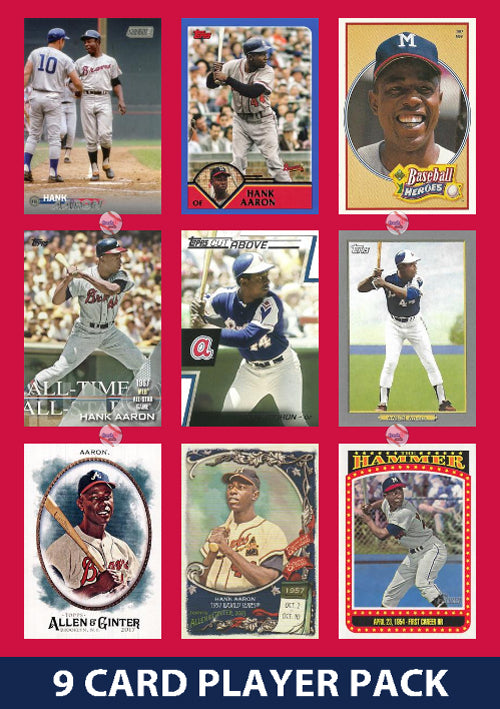 Hank Aaron Atlanta Braves 9 Card Legend Pack Topps Bowman 2025 2024 2023 plaque