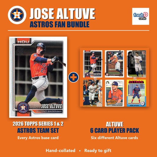 Jose Altuve Houston Astros Baseball Fan Bundle - 2026 Topps Series 1 & 2 Team Set + 6 Card Player Pack