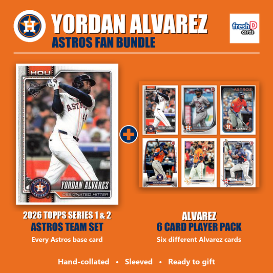 Yordan Alvarez Houston Astros Baseball Fan Bundle - 2026 Topps Series 1 & 2 Team Set + 6 Card Player Pack