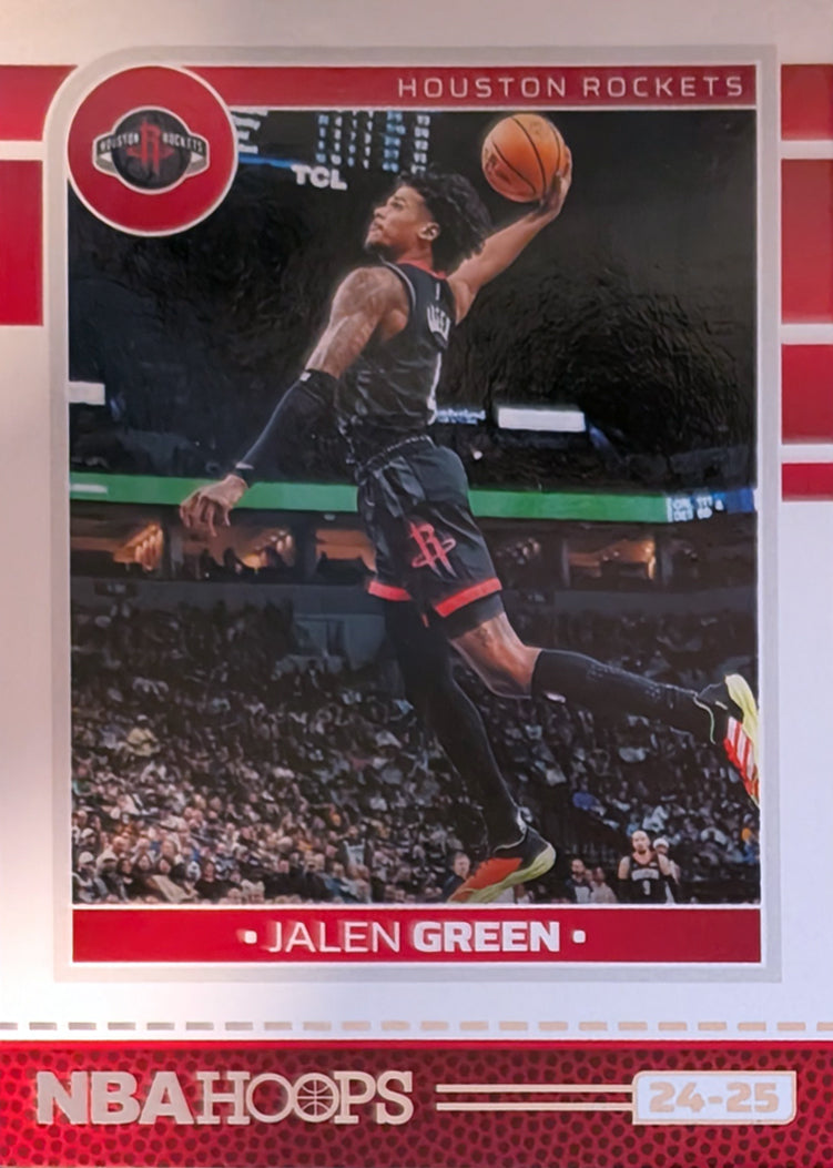Houston Rockets Multiyear Pack 20 Cards Olajuwon + 2024-25 HOOPS Team Set Jalen Green plaque