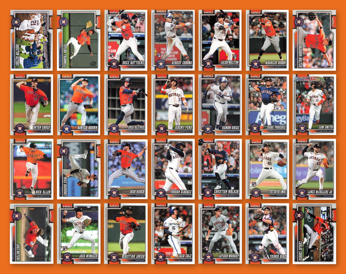 2026 Topps Series 1 & 2 Baseball Team Set 28 Cards Houston Astros Altuve Alvarez