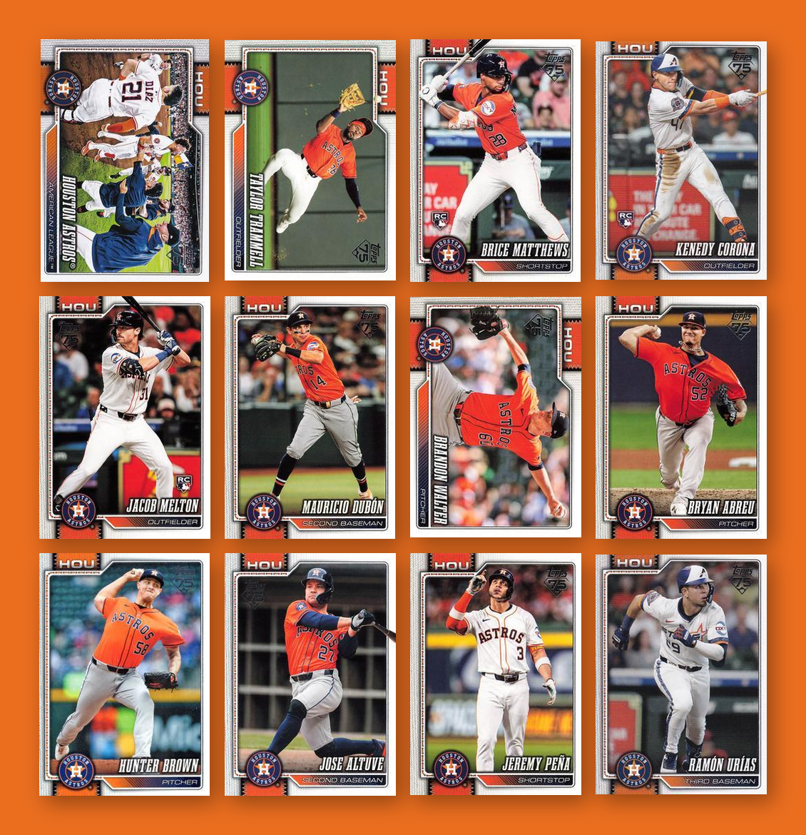 2026 Topps Series 1 & 2 Baseball Team Set 28 Cards Houston Astros Altuve Alvarez