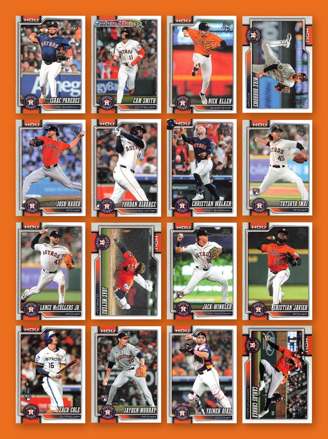 2026 Topps Series 1 & 2 Baseball Team Set 28 Cards Houston Astros Altuve Alvarez
